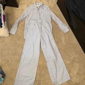WeWoreWhat Light Blue Striped Jumpsuit